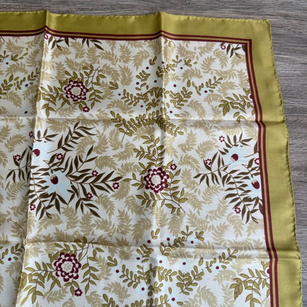 Anne Klein Retro Scarf Leaf Preppy Floral Nature Hair | 26" Square - Picture 4 of 9